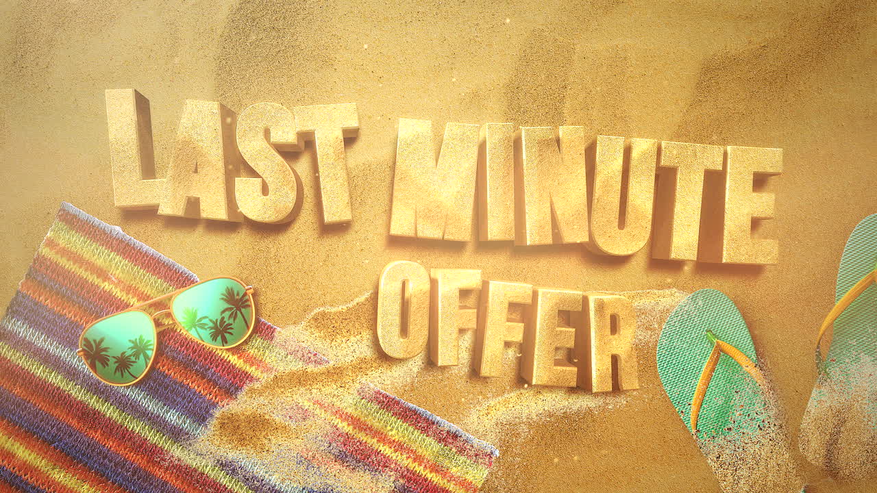 oferta de última hora en la playa con gafas de sol y chanclas