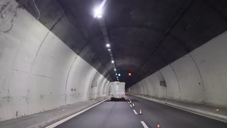 vehicle traveling through a tunnel in piedmont, italy