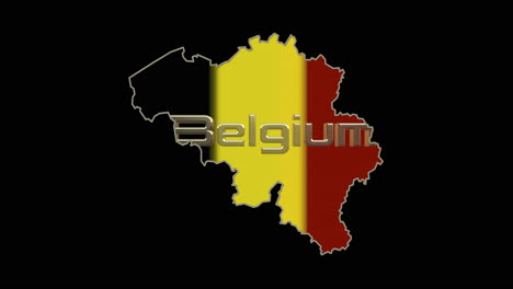 bélgica, animación de línea de borde blanco con bandera de tres colores y título 3d de bélgica