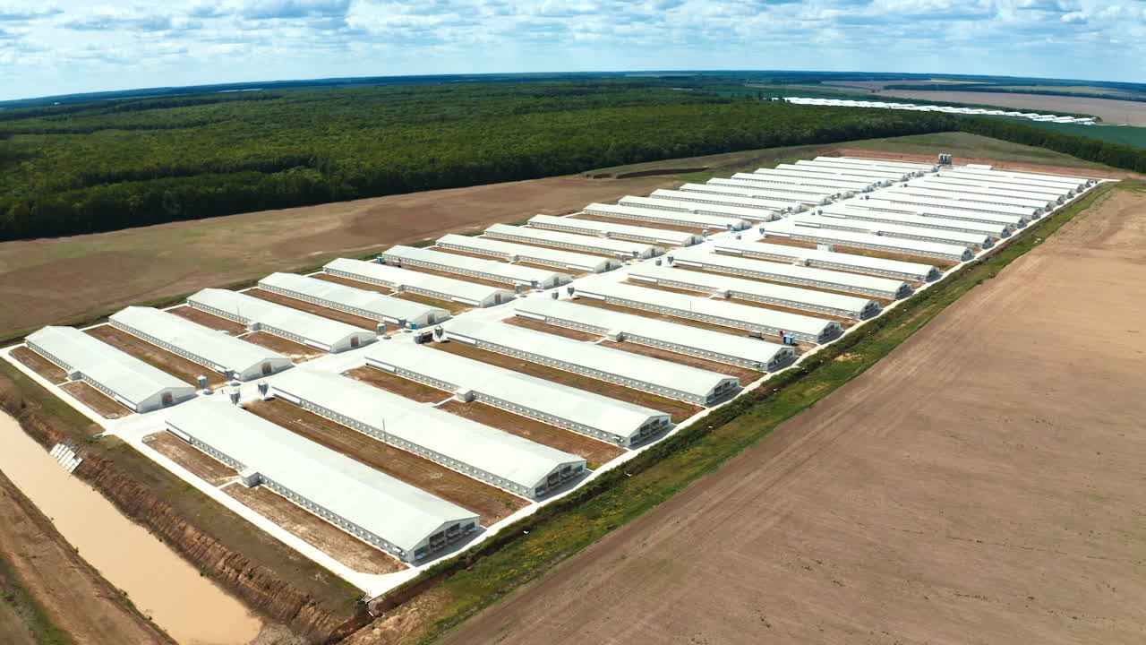 Aerial view of rural area. Aerial view over big agricultural farm