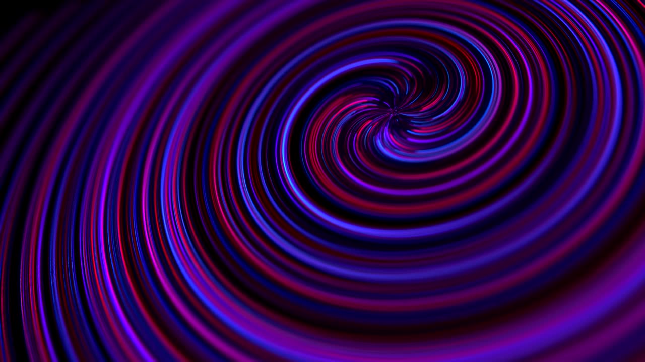 animación tecnológica abstracta de espiral girando neón brillante, círculos de luz brillante, láseres y líneas. fondo color fucsia para las vacaciones y las redes sociales carteles