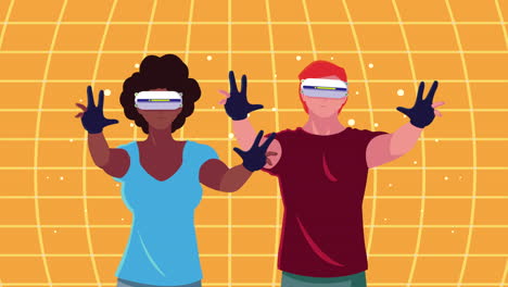 virtual reality tech animation with users couple