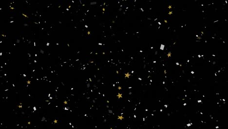 animation of confetti and stars on black background