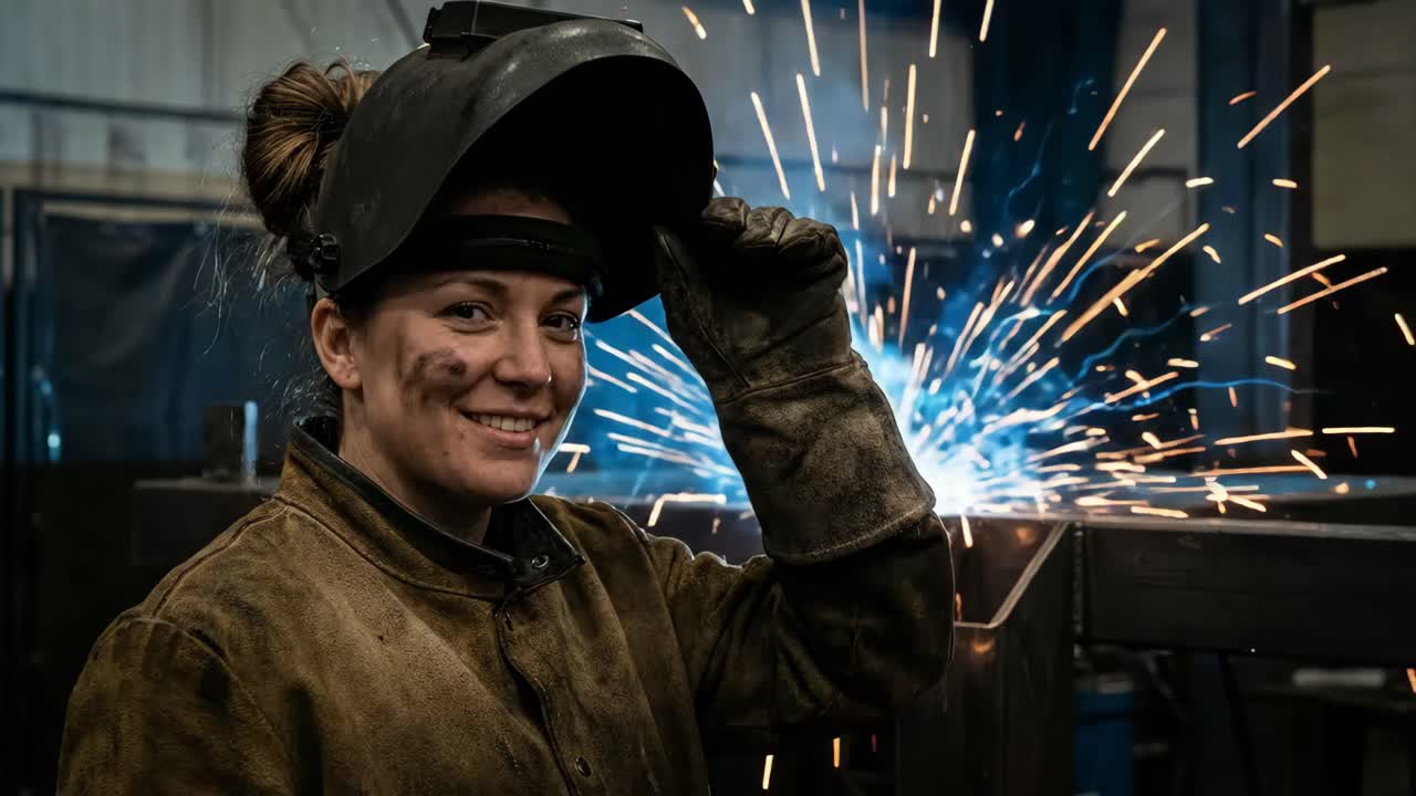 Female Welder at Work