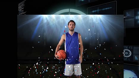 Animation-of-scope-scanning-over-caucasian-male-basketball-player