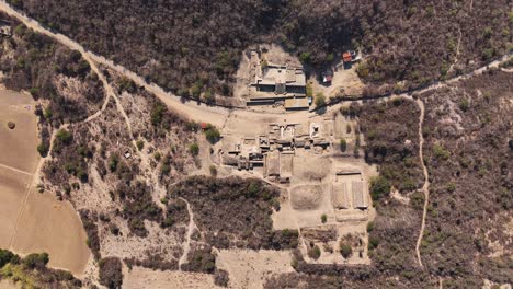 zapotec archaeological sites in the oaxaca valley seen from a drone