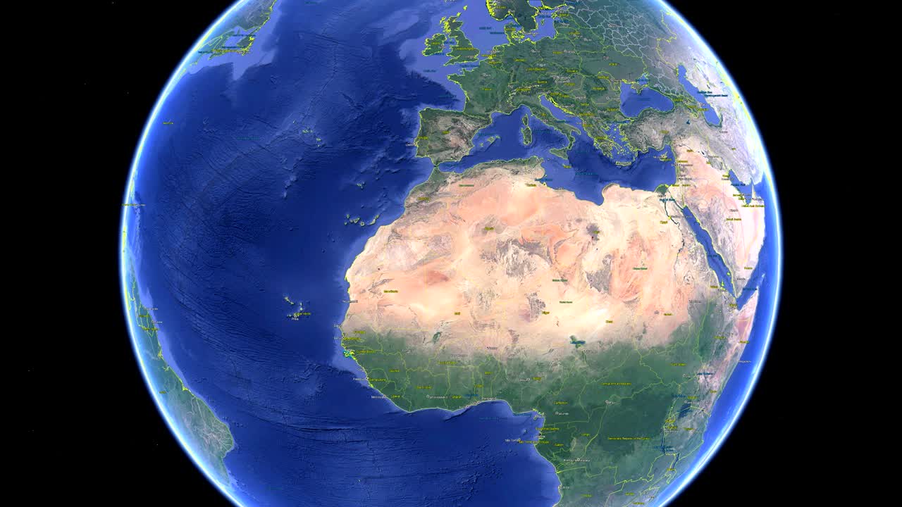 Libya with flag. 3d earth in space - zoom in Libya outer