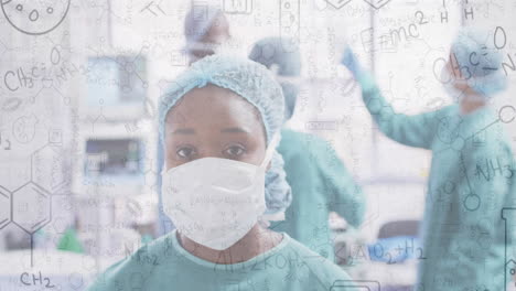 animation of chemical equations over diverse surgeons in operating room