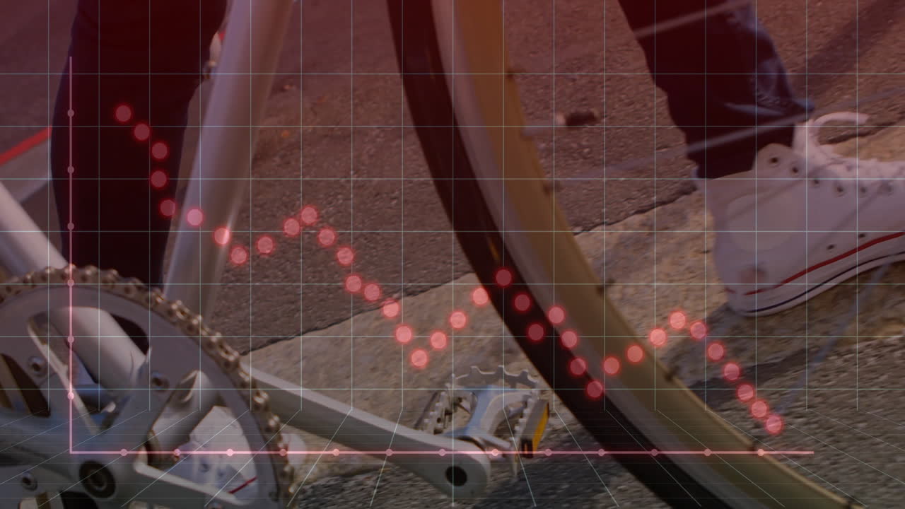 데이터 포인트와 그리드 애니메이션이 인 자전거 바와 페달