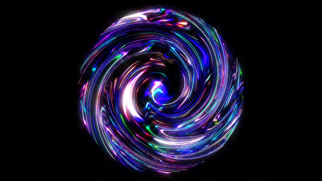 forma de círculo de puntos movimiento de onda, colorido, sobre fondo negro