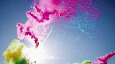 colorful powder explosion on the street