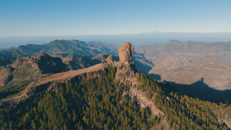 elevating perspectives: drone footage of the iconic roque nublo in gran canaria's natural park