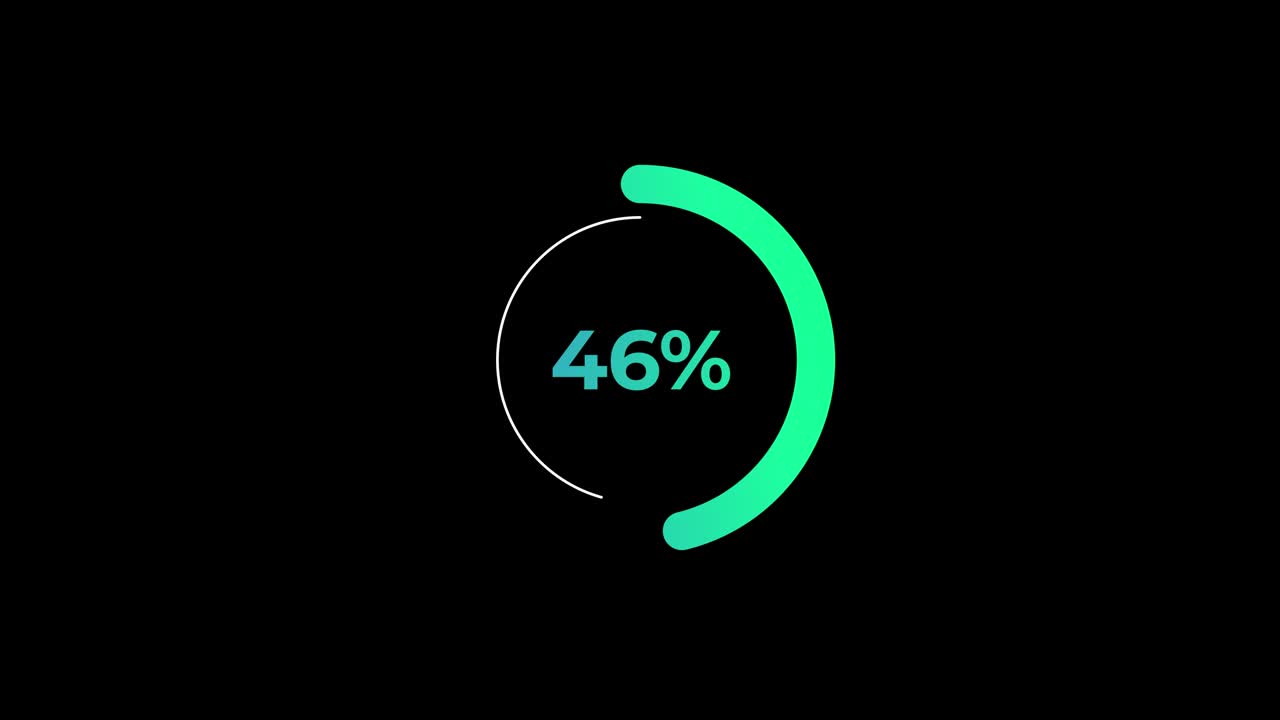 Circle percentage Loading Transfer Download Animation 0-50% in Green science effect.
