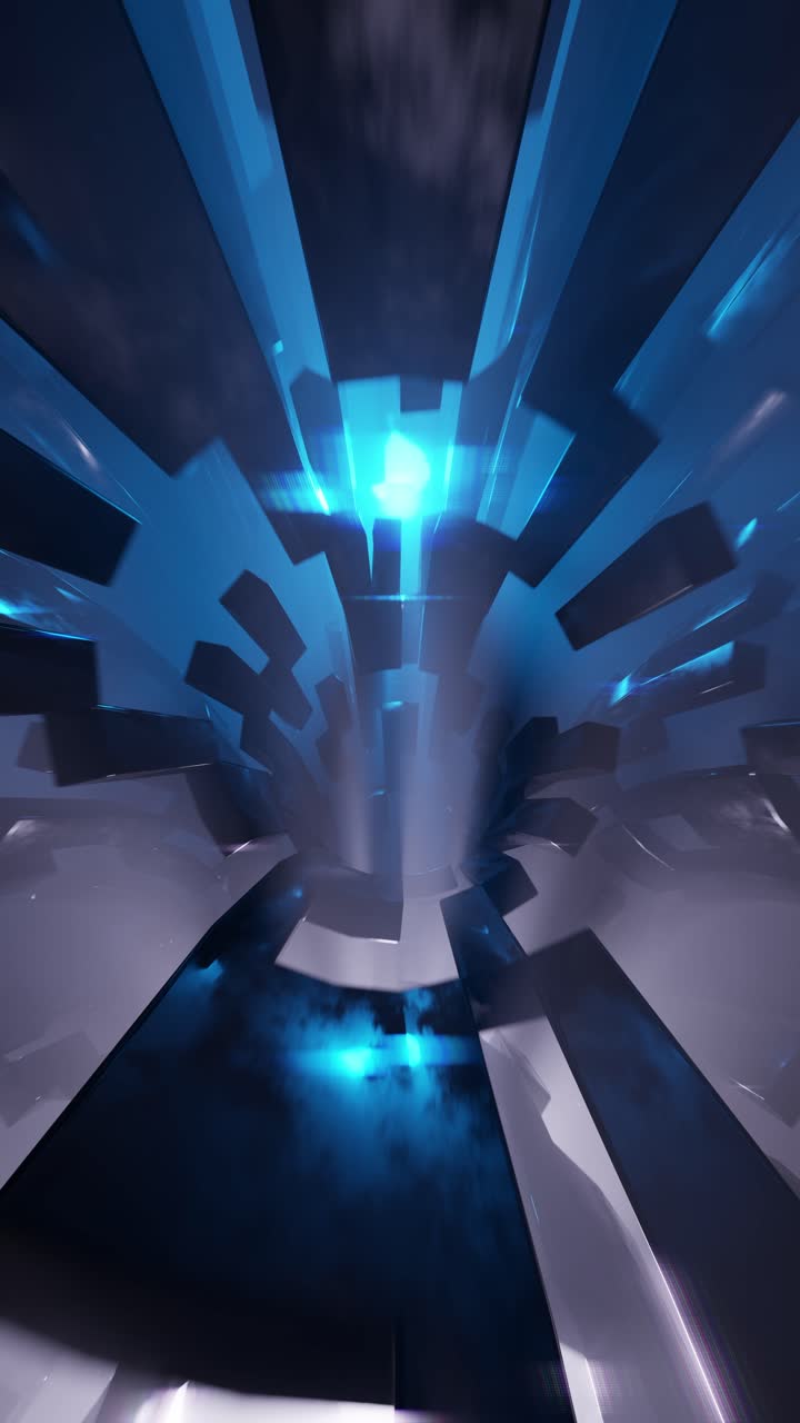 3D animated background of abstract seamless loop sci-fi tunnel with light effects
