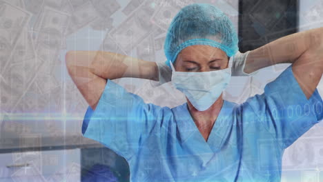 animation depicts economic recession and covid-19's impact on health and economy.