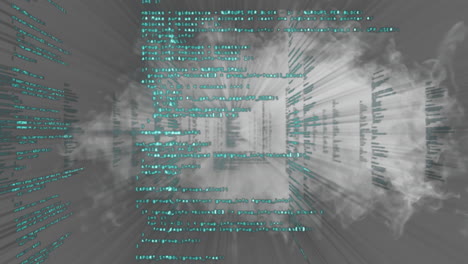 digital animation of smoke effect over data processing against black background