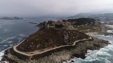 spanish coastline city of baiona aerial view