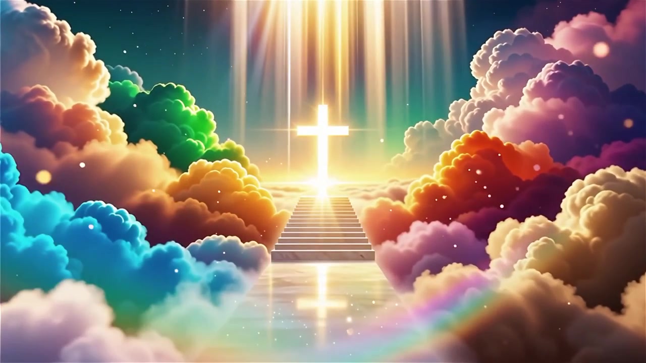 Christian Cross Heavenly Light Worship Background