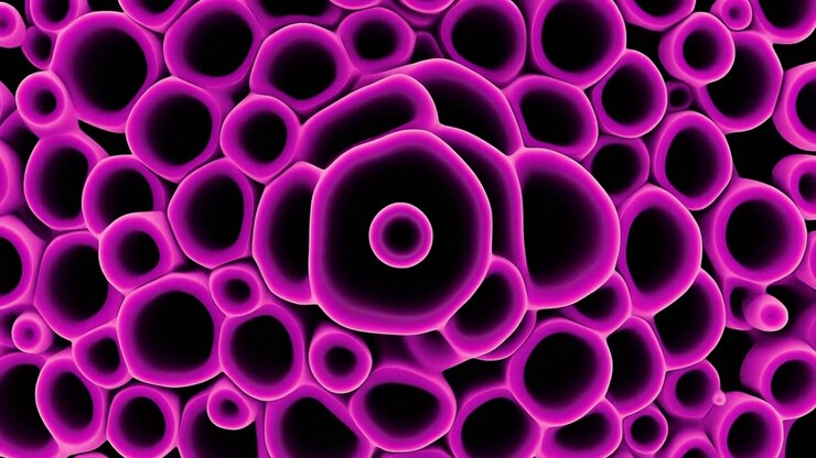 Animação 3D Abstrata de Estruturas Celulares Rosas Pulsantes