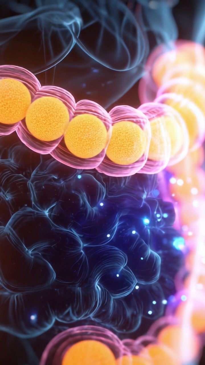 Visualizzazione affascinante di strutture cellulari che evidenzia le complesse interazioni tra le cellule e i loro ambienti circostanti in un mondo microscopico.