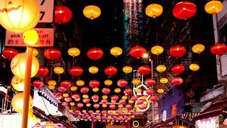 vibrant lanterns illuminate bustling night market scene