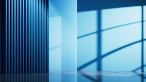 blue empty room with geometry structure, 3d rendering.