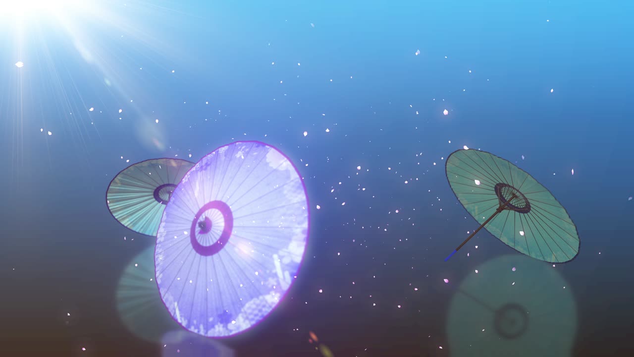 일본어 중국어 우산 우산 루프 애니메이션