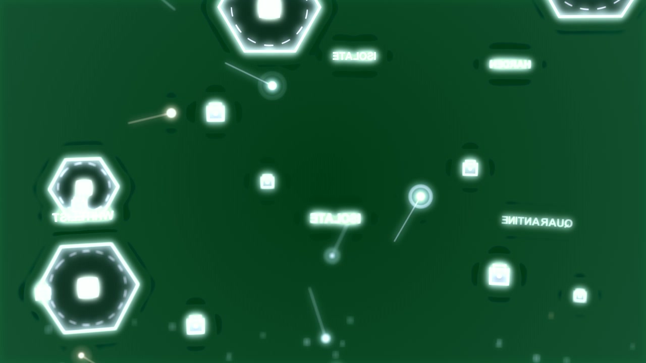 Abstract nodes animating transparent bg, vertical bar entering left, making them link, map settling