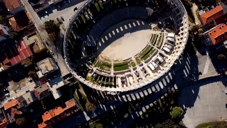 aerial view of roman amphitheatre in pula. istria, croatia.