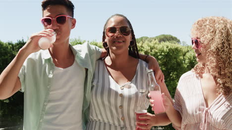 diverse friends enjoy a sunny outdoor gathering