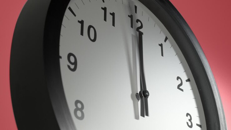 Clock Face on Burgundy Cherry Red Wall in Time Lapse