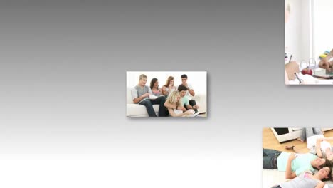 montaje de adolescentes alegres relajándose