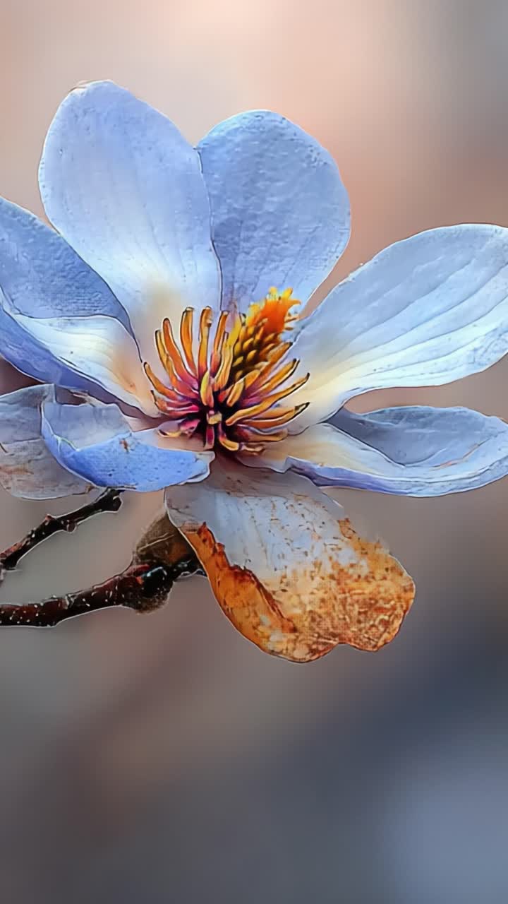 A Magnificent Close-Up of a Delicate Blue Flower with Stunning Petals and Intricate Details, Perfectly Captured in Nature's Soft Embrace