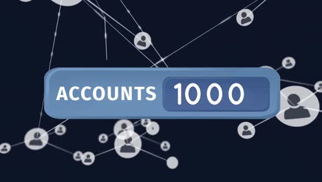 animation of numbers and accounts text over network of connections with icons