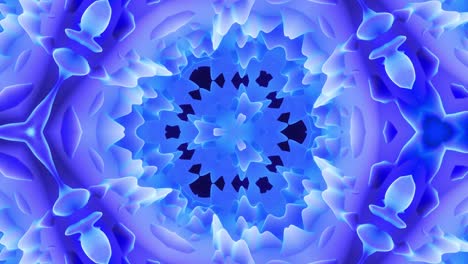 smooth looped animation of 3d abstract soft matte shape like flower or mandala, symmetrical structure of blue purple velvet material interspersed sequins, changes shapes smoothly cyclical. gradient