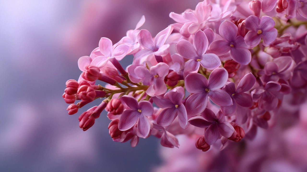 Atemberaubende Nahaufnahme zarter rosa Fliederblüten in voller Blüte, die die Schönheit der Frühlingspalette der Natur und die zerbrechliche Blütenblattstruktur für Blumenliebhaber einfängt.