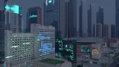 smart city and data connection, internet of things icon over modern building
