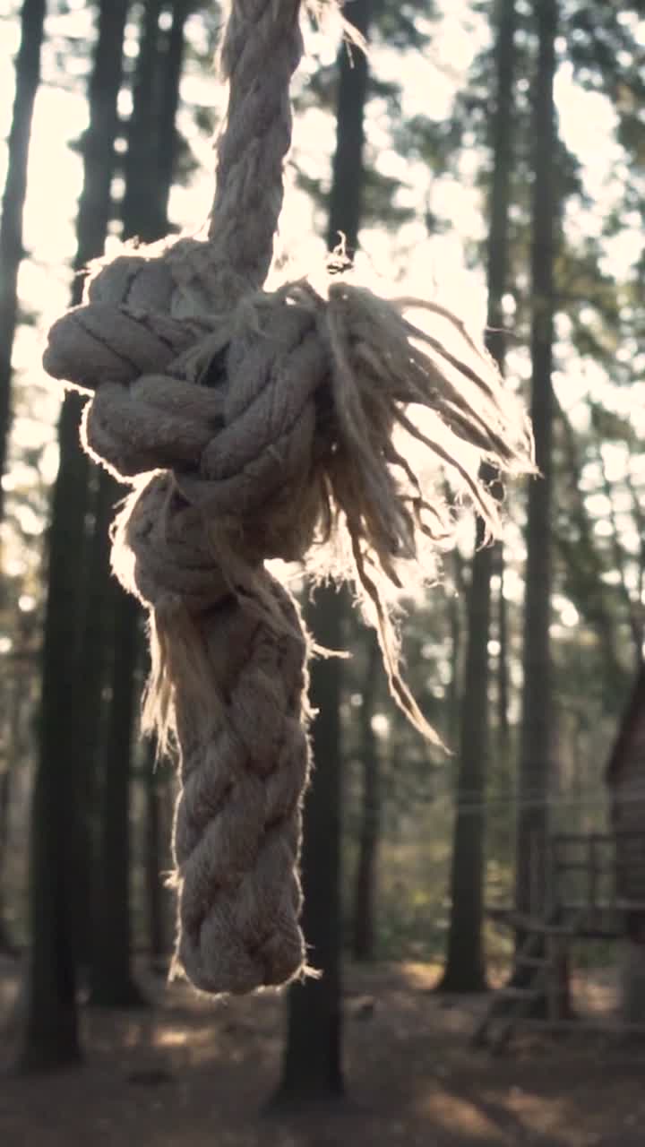 cuerda en un bosque al amanecer