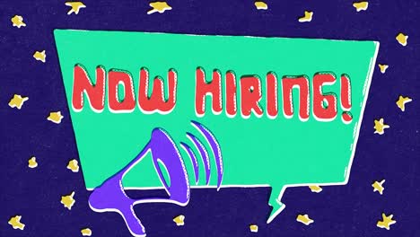 now hiring, colorful retro style grungy animation