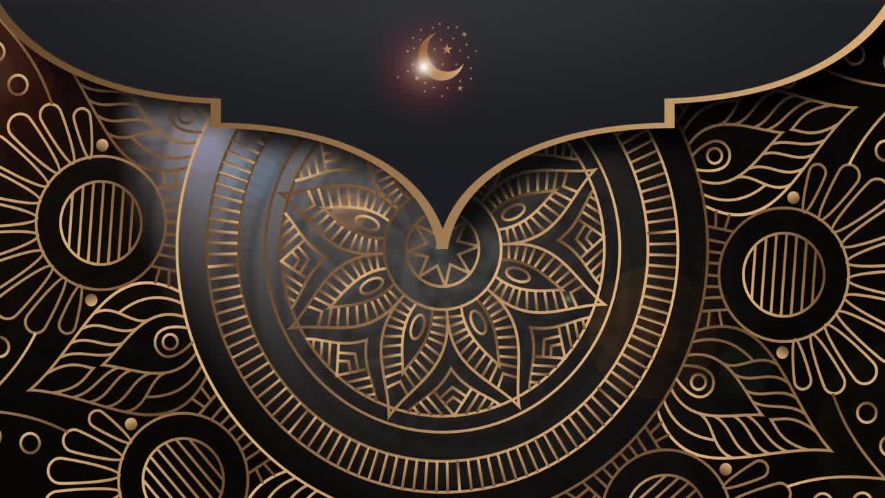 fondo de adorno de mandala dorado y negro que se repite suavemente, estilo islámico árabe para cualquier propósito