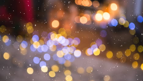 nieve cayendo con luces de navidad