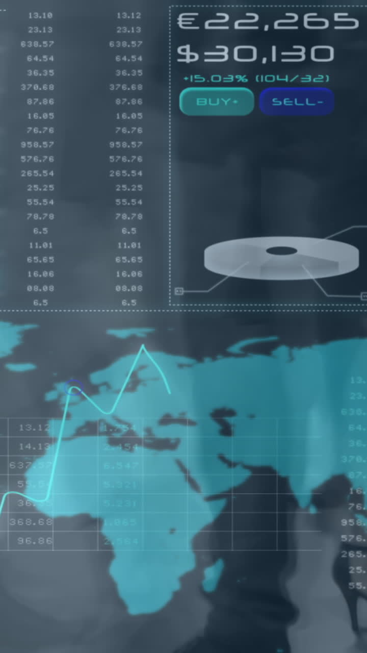 animación de diversos datos sobre el mapa del mundo y el lapso de tiempo con empresarios