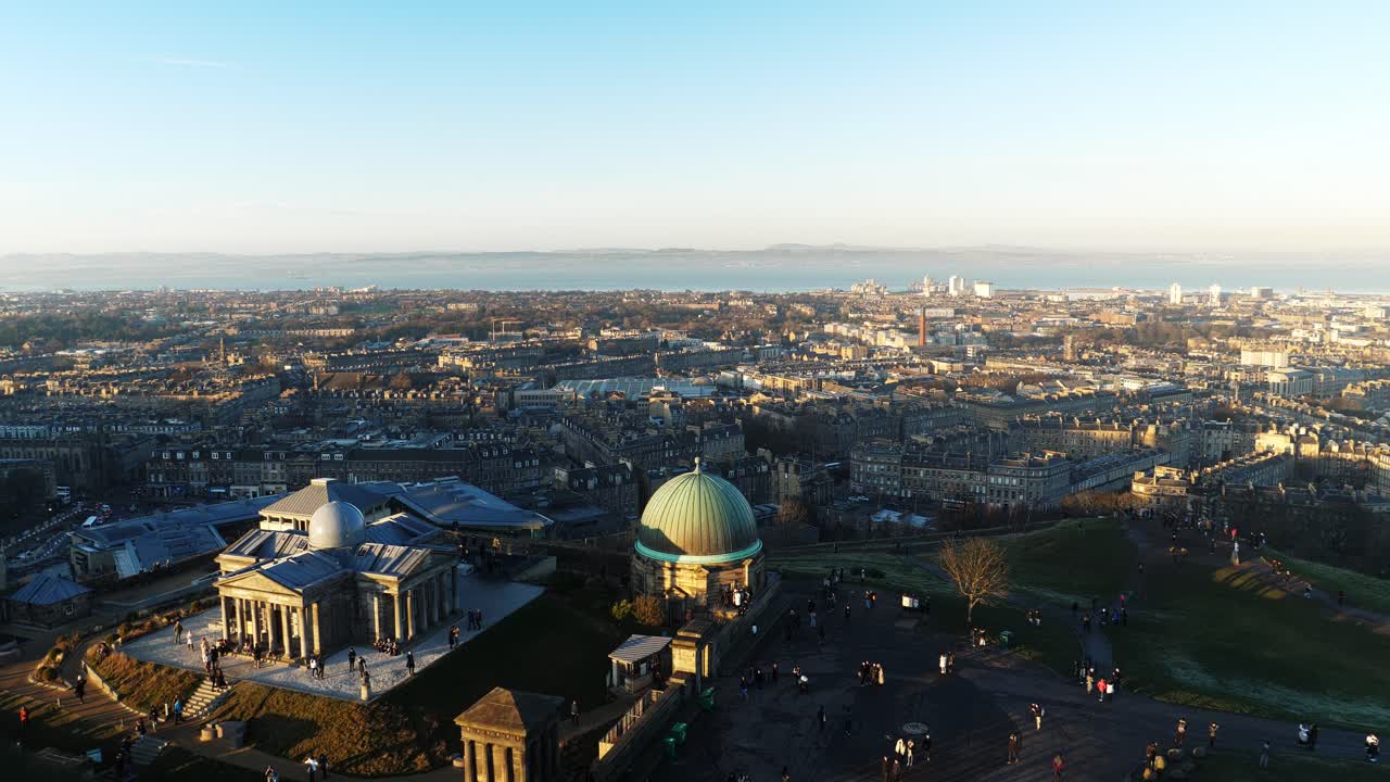 Aerial View of Edinburgh Cityscape from Calton Hill