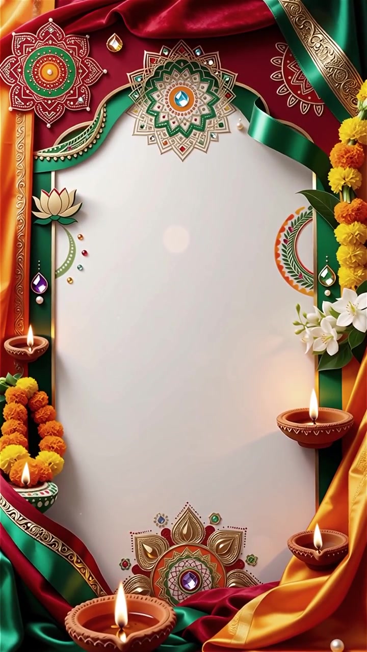 Sfondo del Festival Diwali con lanterne e decorazioni tradizionali Diyas.