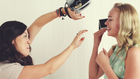 Friends-taking-photos-with-vintage-camera-polaroid