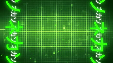 animation of heart beat rate, particles moving over glowing green grid