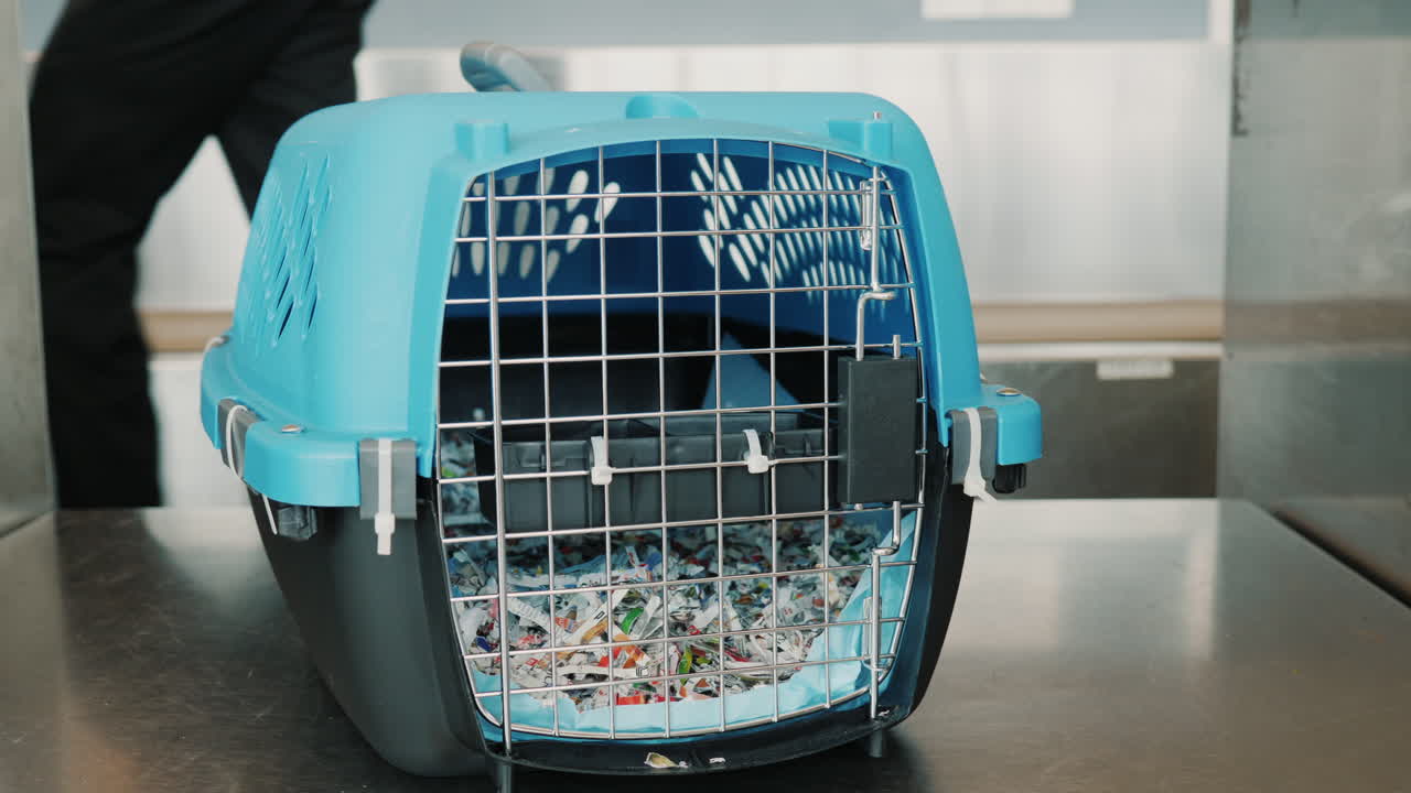 반려동물 캐리어에 강아지 넣기