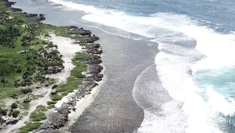 footage over vanuatu island beach black sand and greenery