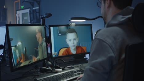 video call between a man and a boy