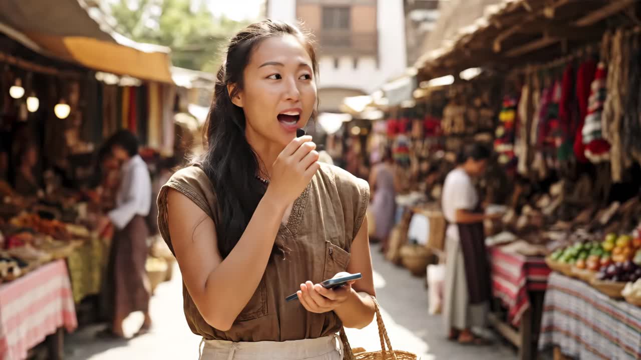 Woman exploring a street market